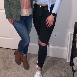 Distressed black free people jeans